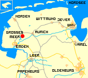 Ostfrieslandkarte mit Ort.
