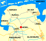 Ostfrieslandkarte mit Ort.